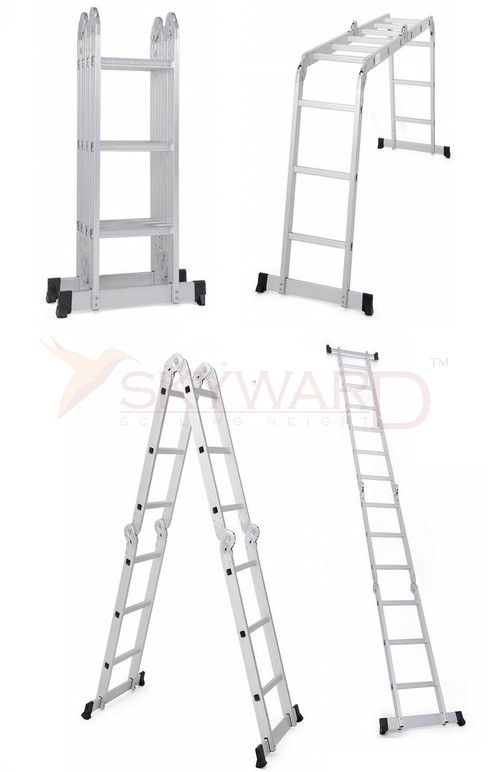 Model No. 190 Aluminium Four Way Multipurpose Ladder for Home, Office and Industrial Access Use, Professional Multi Position Ladder for Maintenance, Repair and Working Tasks 